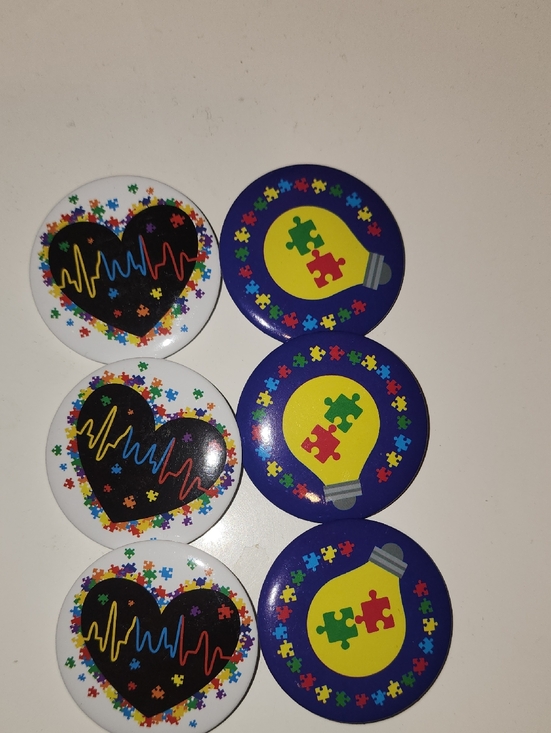 no brand Other - Autism Awareness Puzzle Pin Button Set - Multicolor 1.8"